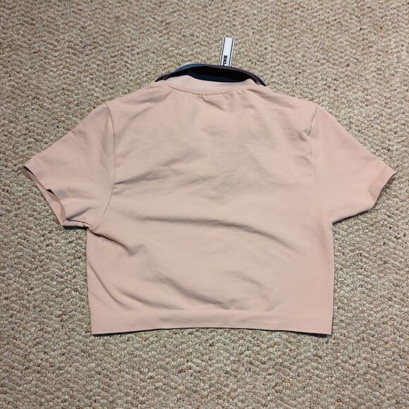 Victoria's Secret PINK Seemless Polo Womens Medium Collar Crop Top Short Sleeve - Picture 3 of 6